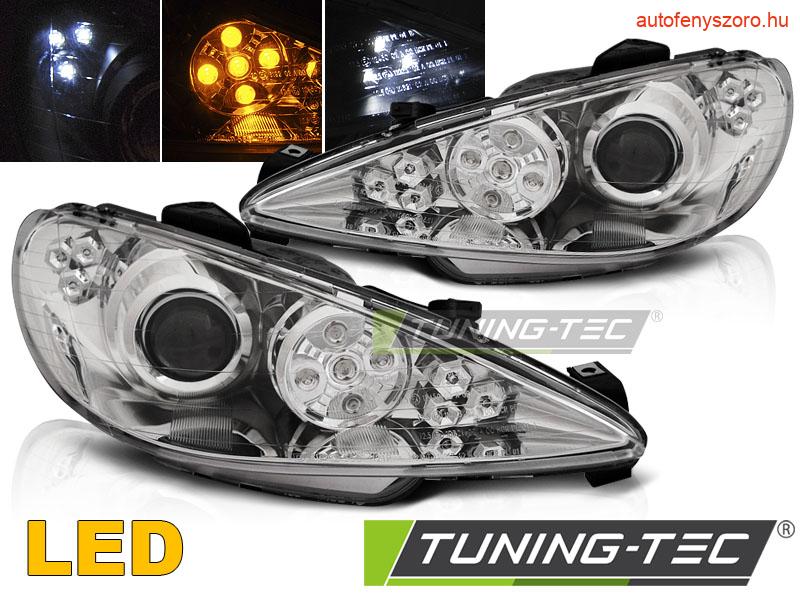 PEUGEOT 206 02-ANGEL EYES CHROME LED Tuning-Tec Fényszóró